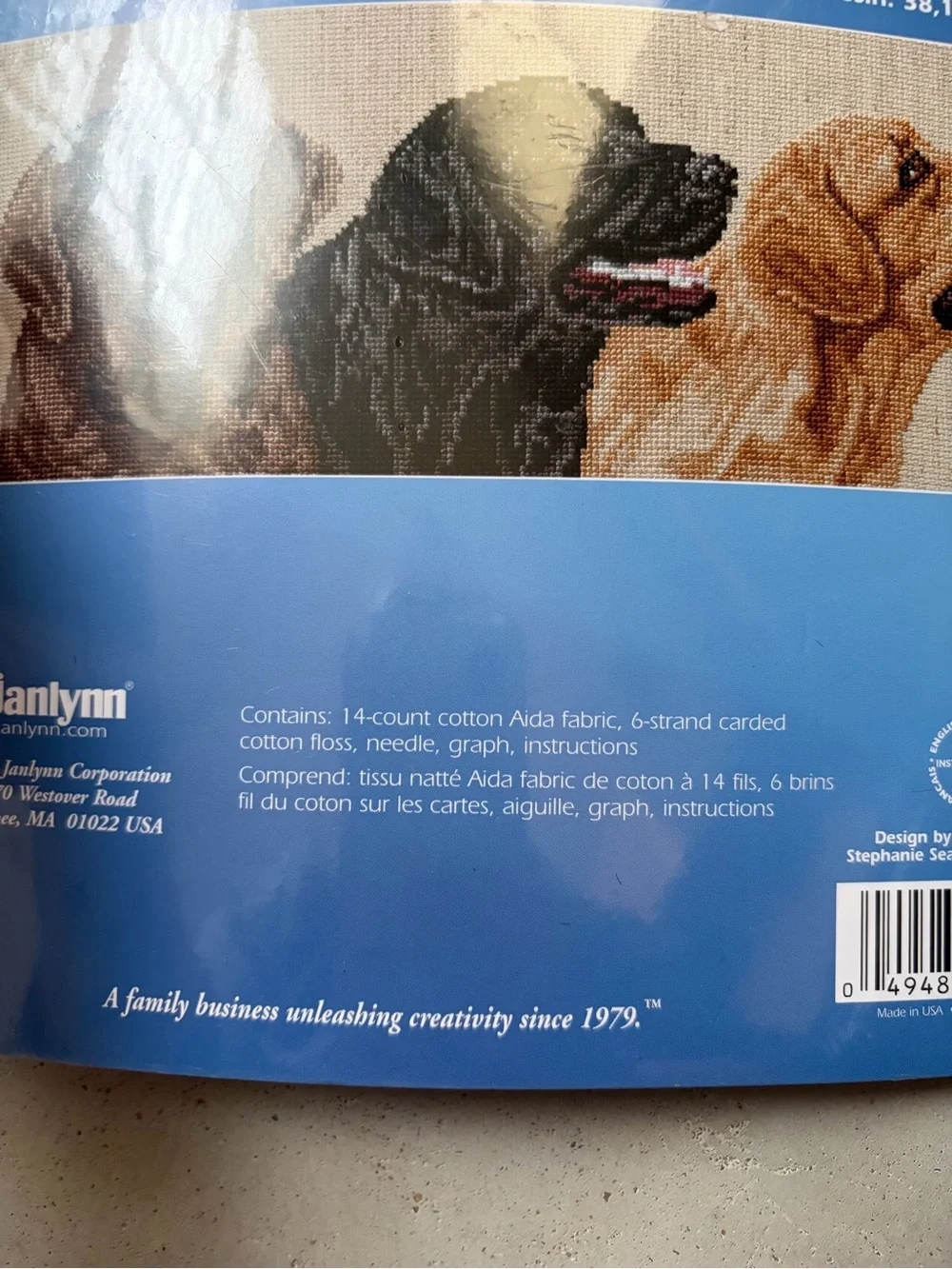 Janlynn Labrador Trio Counted Cross Stitch Kit NIP Dog Art